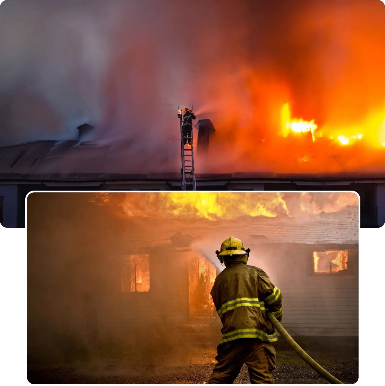 Group 14 A fire fighter is standing in front of flames.